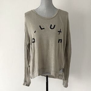 DECJUBA  D- Luxe Basics Olive Linen Knit Shirt Sz S Chic Casual Lightweight